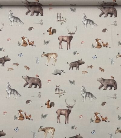 Popeline Forest Animals – Bege