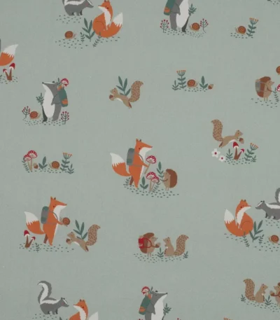 Popeline Forest Animals – Verde Menta
