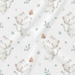 Popeline Animais Gatinho e Borboletas – Branco