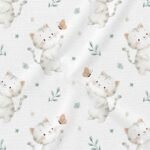 Popeline Animais Gatinho e Borboletas - Branco