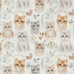 Popeline Animais Gatinhos - Branco