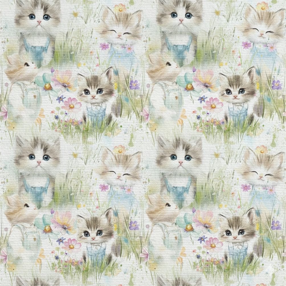 Popeline Animais Gatinhos Fofinhos – Branco
