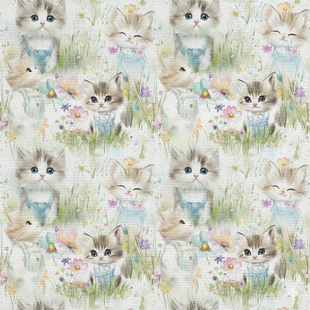 Tecido Popeline Gatinhos Fofos Violet Fabrics