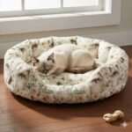 Popeline Animais Gatinho e Flores - Cru - Image 3