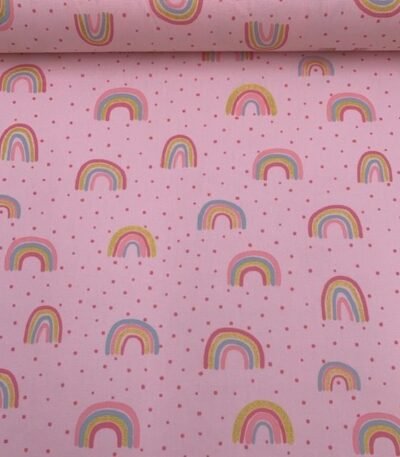 Popeline Glitter Arco-íris – Rosa