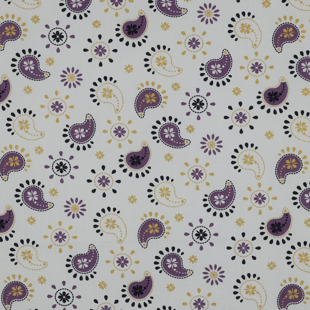 Popeline Glitter Paisley – Branco