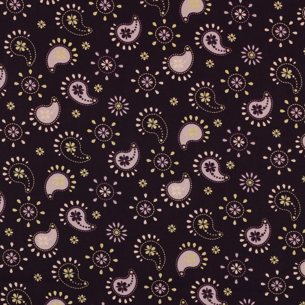 Popeline Glitter Paisley – Roxo