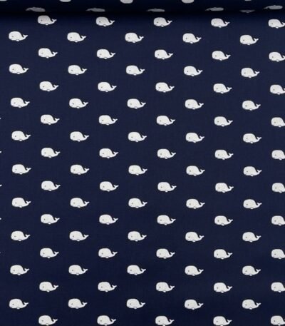 Popeline Marine Whale – Azul
