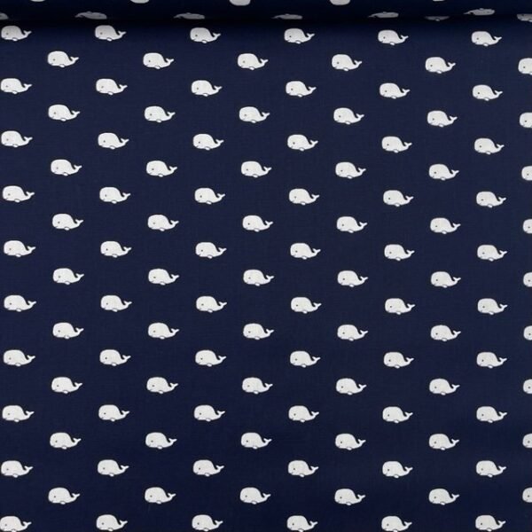 Popeline Marine Whale – Azul