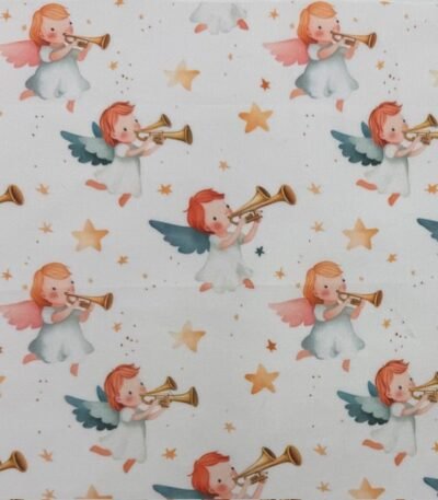 Tecido Popeline Natal Anjinhos