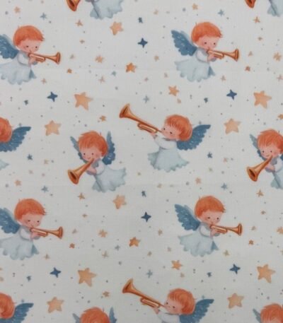 Tecido Popeline Natal Anjinhos
