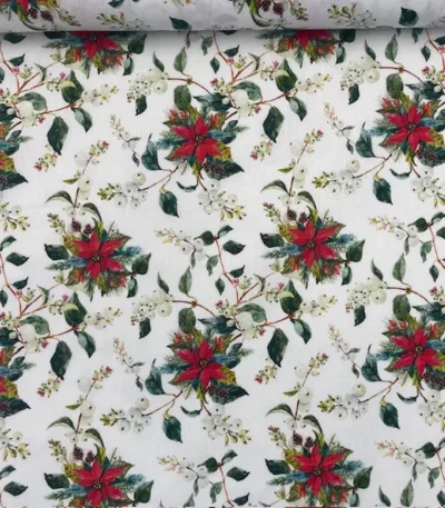 Popeline Natal – Red Flowers