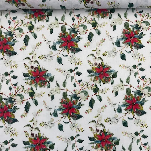 Popeline Natal – Red Flowers