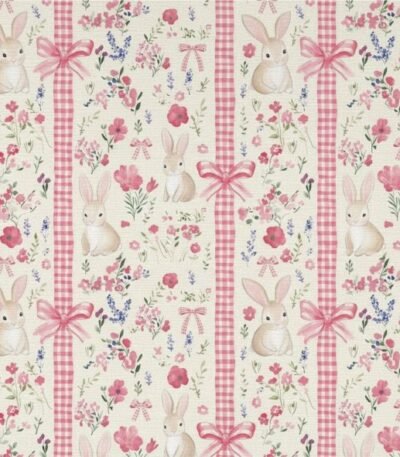 Popeline Páscoa Coelhinho e Flores – Pérola