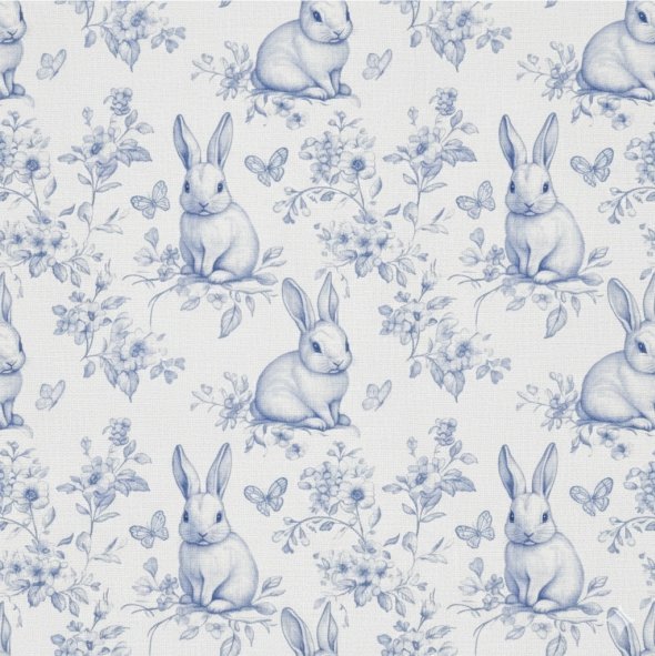 Popeline Páscoa Coelhinhos – Azul