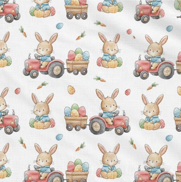 Popeline Páscoa Coelhinhos Quinta – Branco
