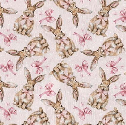 Popeline Páscoa Coelho e Laços – Rosa