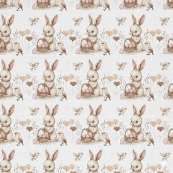 Popeline Páscoa Coelho e Ovos – Branco