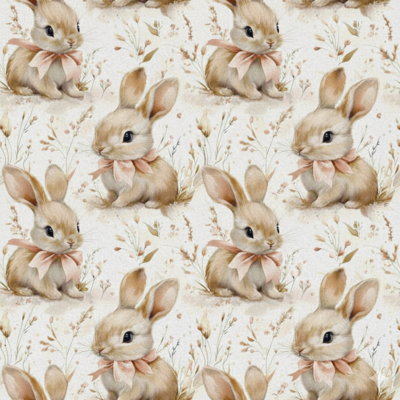 Popeline Páscoa Coelhos – Cru