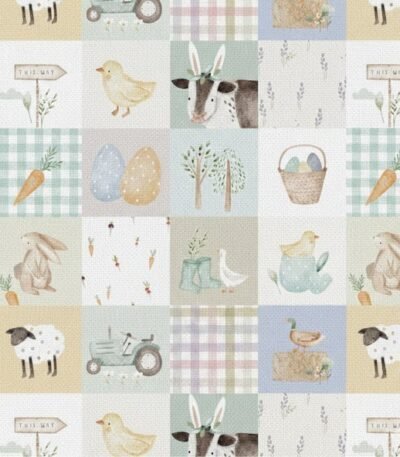 Popeline Páscoa Patchwork – Branco
