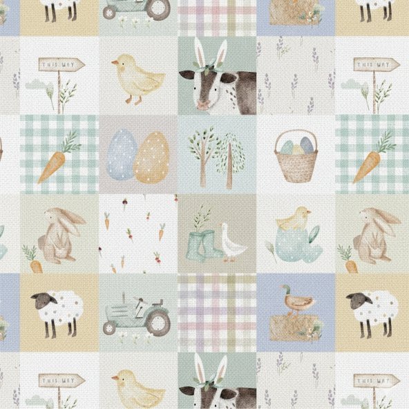 Popeline Páscoa Patchwork – Branco