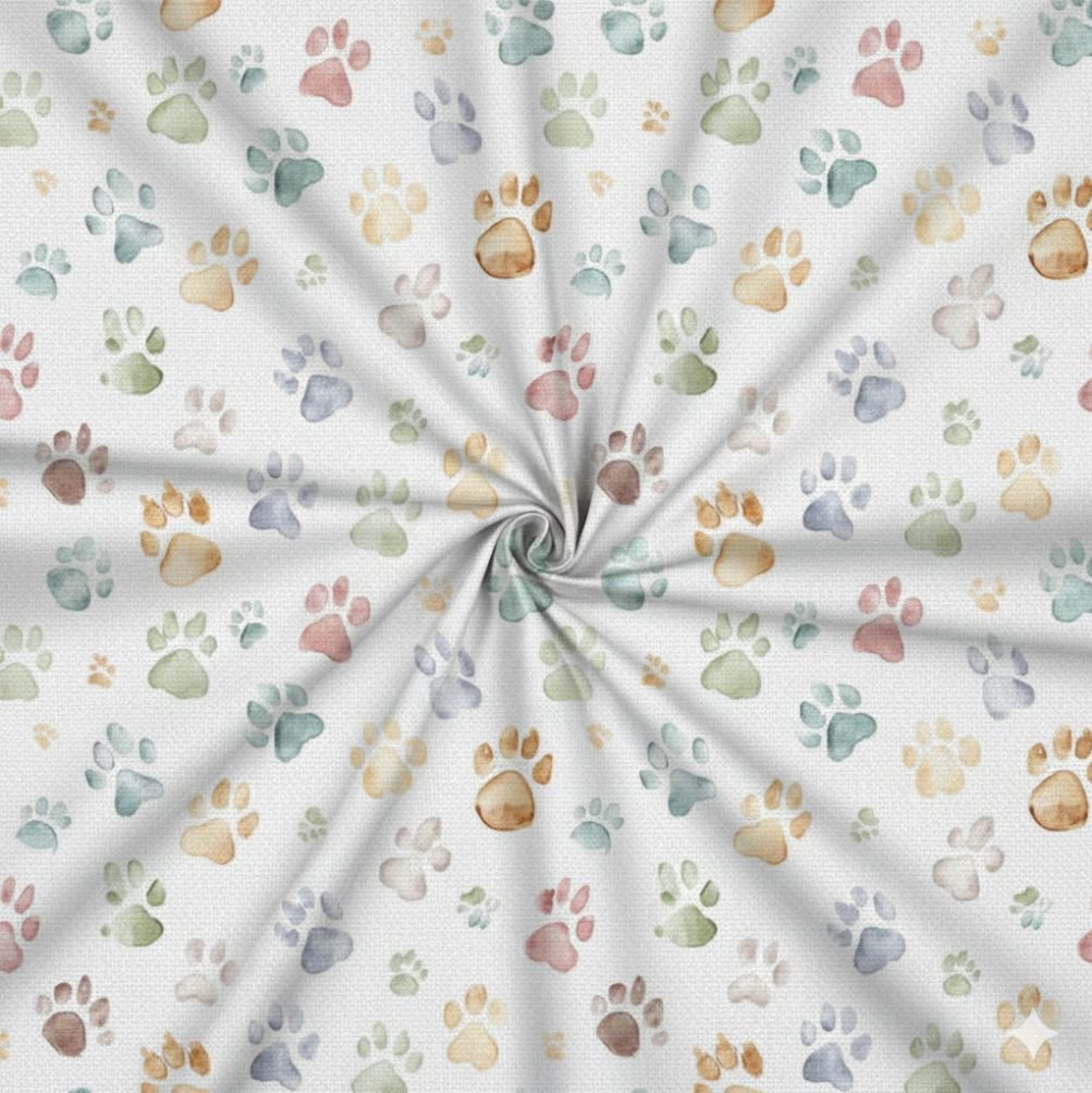 Tecido Popeline Pegadas fofinhas a Violet Fabrics