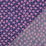 Popeline Pink Flowers – Azul - imagem 2