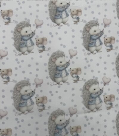 Popeline Pintas Ouriço e Ratinho – Azul