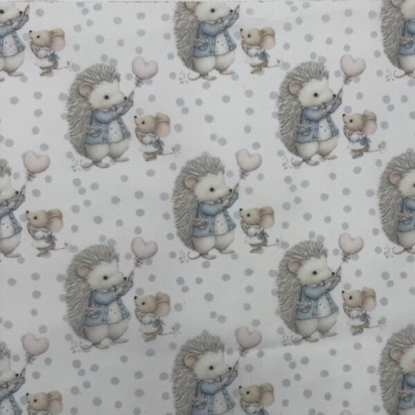 Popeline Pintas Ouriço e Ratinho – Azul