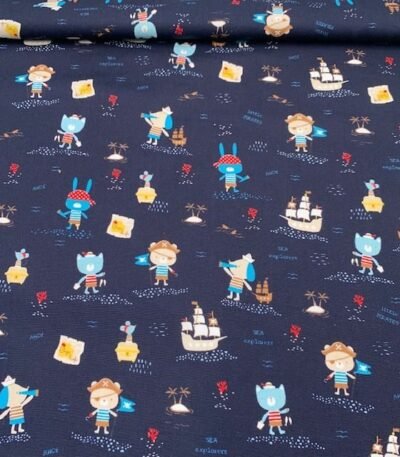 Popeline Pirata – Azul Marinho