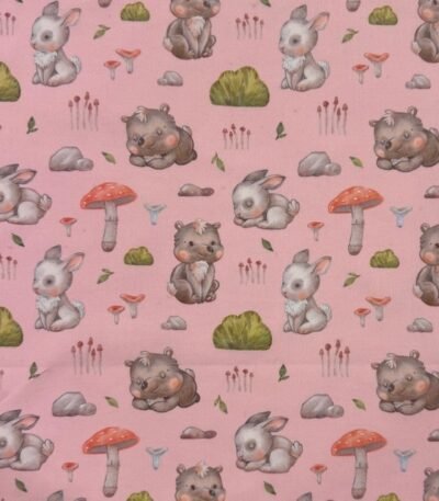 Popeline Rabbit and Bear – Rosa
