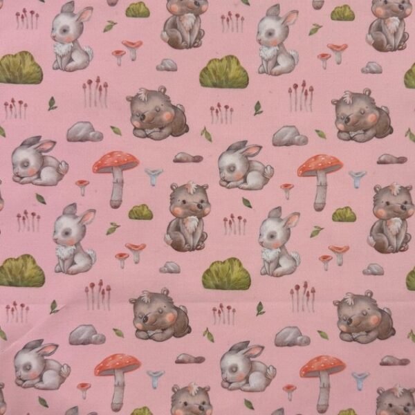 Popeline Rabbit and Bear – Rosa