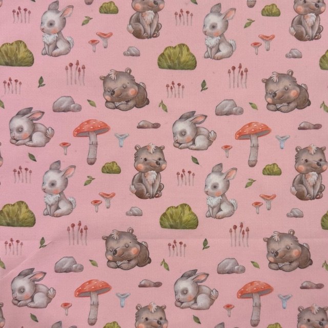 Popeline Rabbit and Bear – Rosa