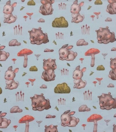 Popeline Rabbit and Bear – Verde Claro
