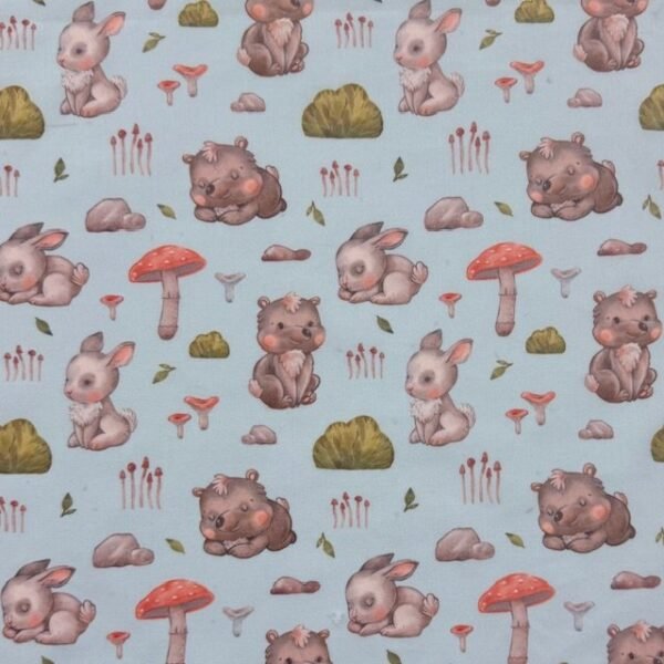 Popeline Rabbit and Bear – Verde Claro