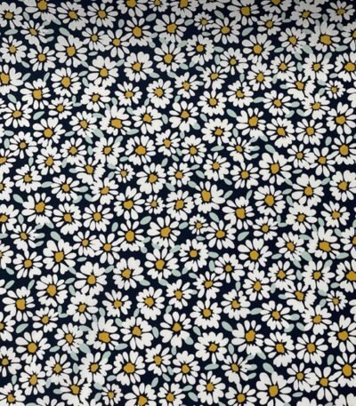 Popeline Resinada Daisy Flower – Azul Marinho