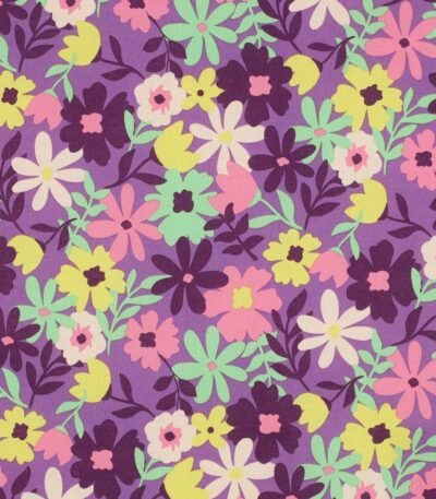 Popeline Resinada Flowers – Roxo