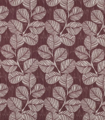 Popeline Resinada Leaves – Bordeaux