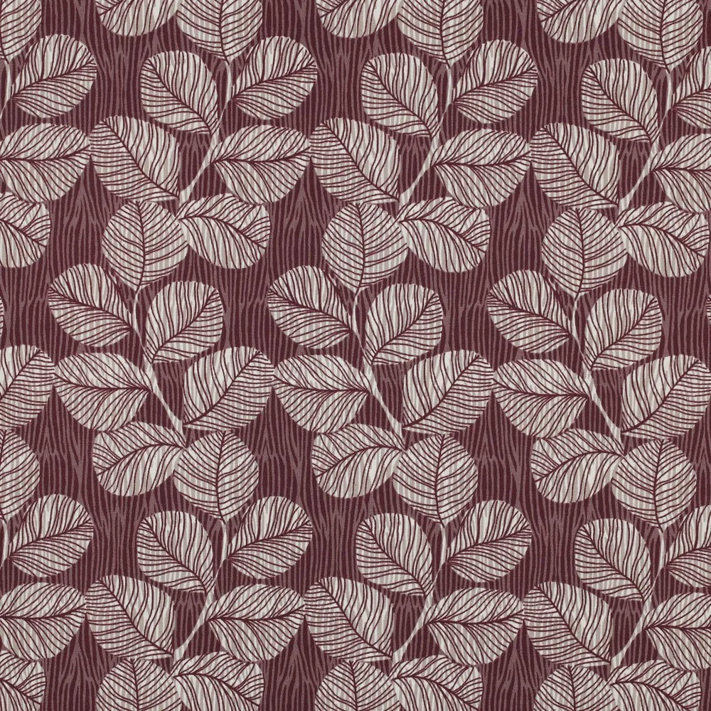 Popeline Resinada Leaves – Bordeaux