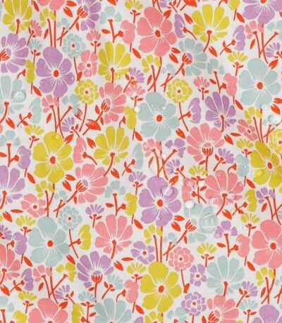 Popeline Resinada Summer Flowers – Branco