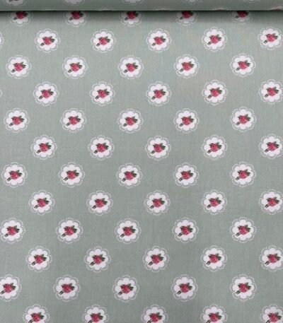 Popeline Small Roses – Verde Menta