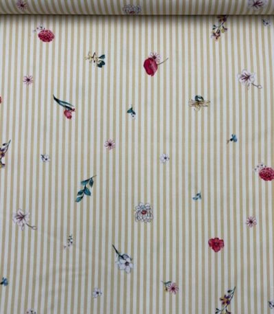 Popeline Stripes Flowers – Amarelo