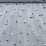 Popeline Stripes Marine – Azul Claro