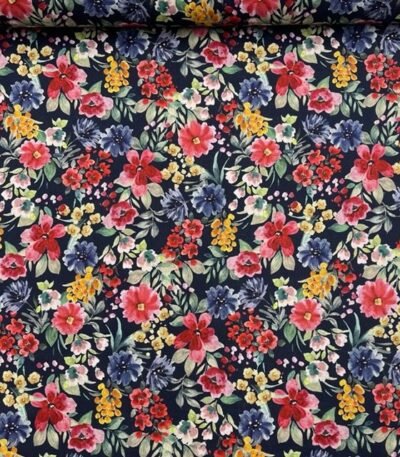 Popeline Summer Flowers – Preto