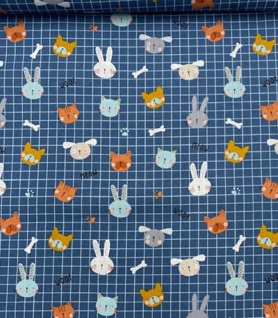 Popeline Sweet Animals – Azul