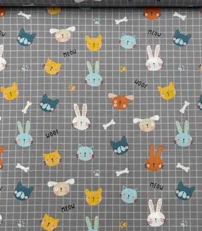 Popeline Sweet Animals – Cinzento