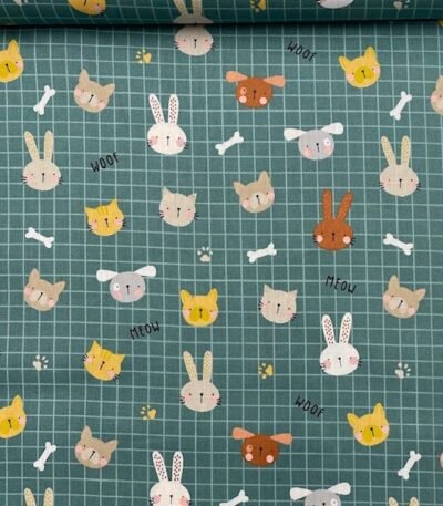 Popeline Sweet Animals – Verde