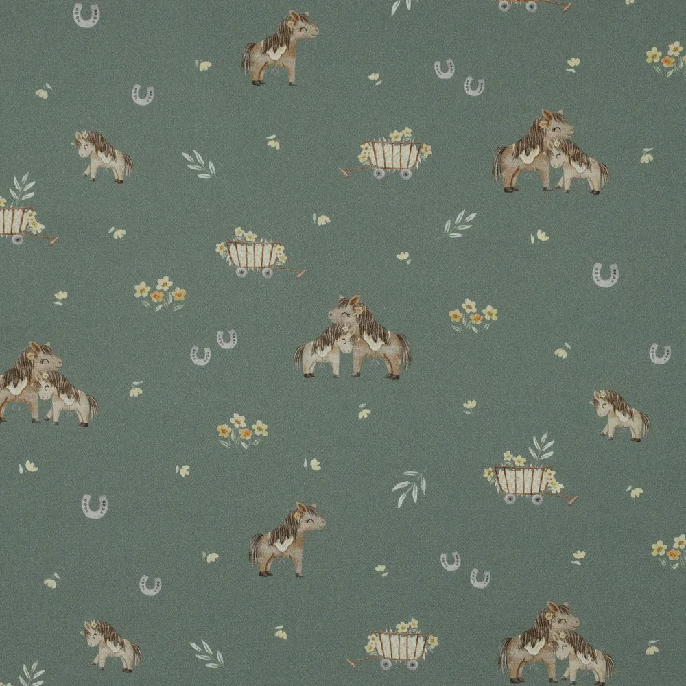 Popeline Sweet Horses – Verde