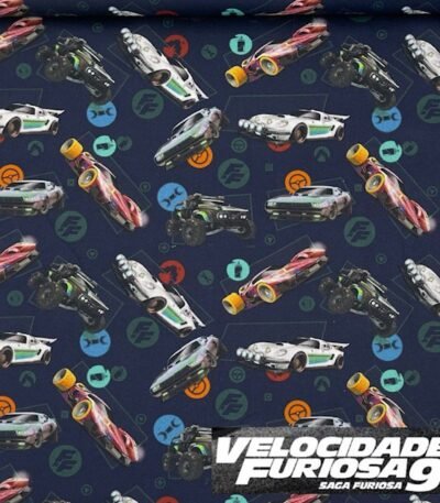 Popeline Digital Velocidade Furiosa – Azul