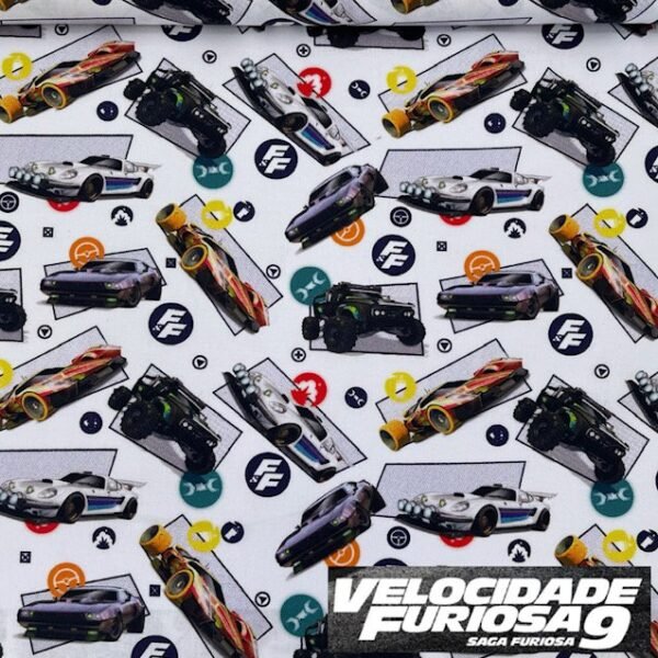 Popeline Digital Velocidade Furiosa – Branco